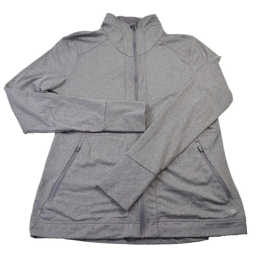 Apana Athletic Yoga Activewear Gray Full Zip Jacket Thumb Holes‎ Woman's Size S